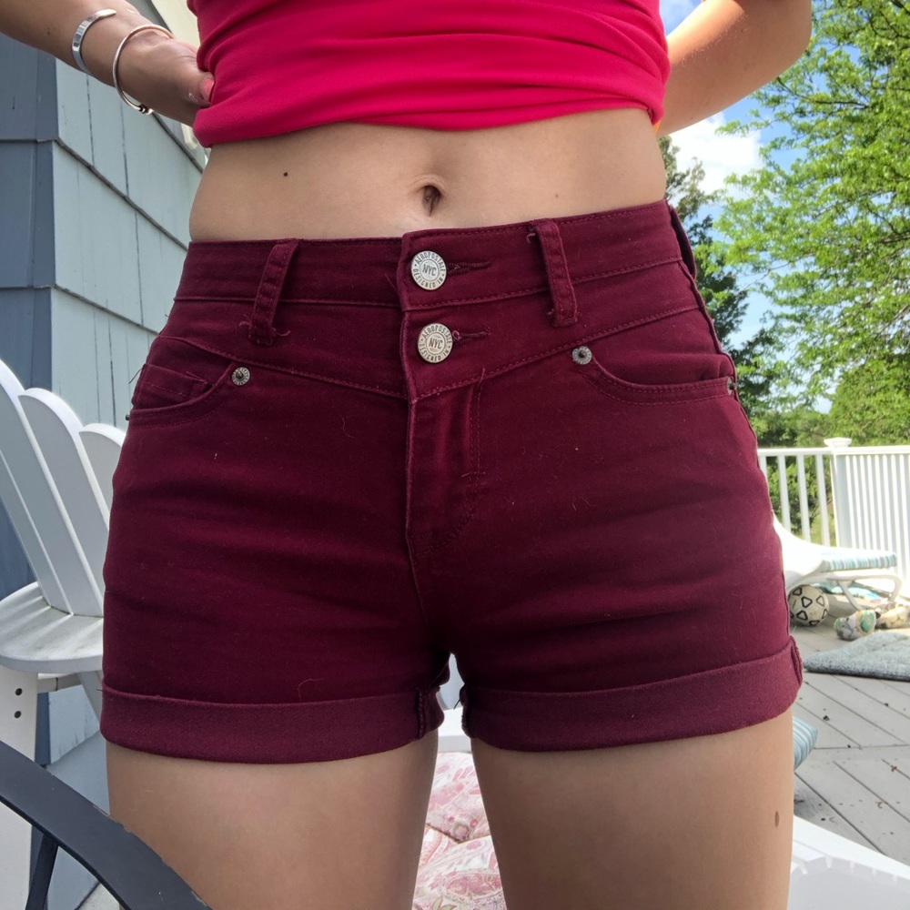 Aeropostale burgundy high waisted shorty